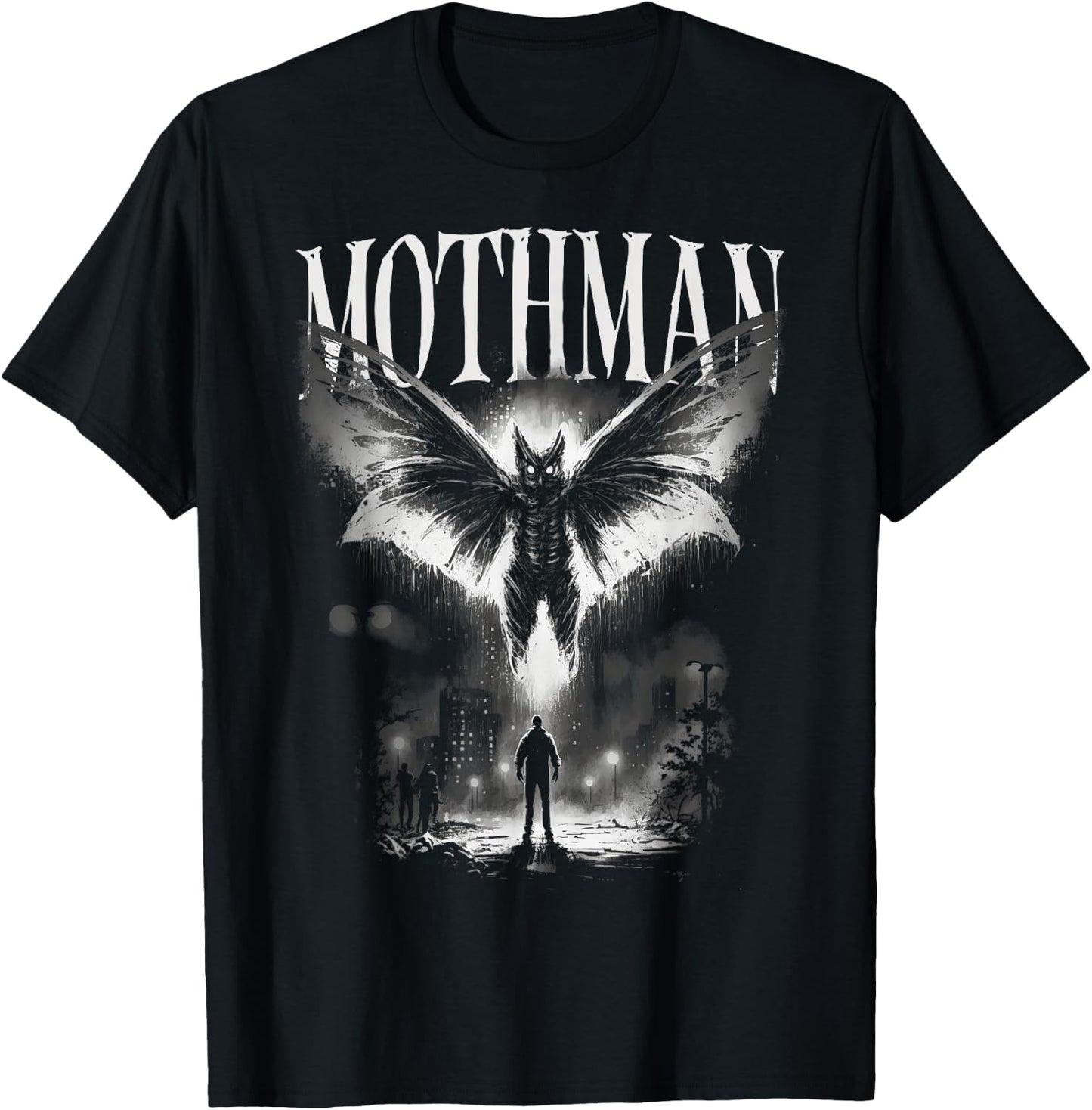 Mothman Cryptid Creature - Death From Above Graphic T-Shirt - T-Shirt | Black
