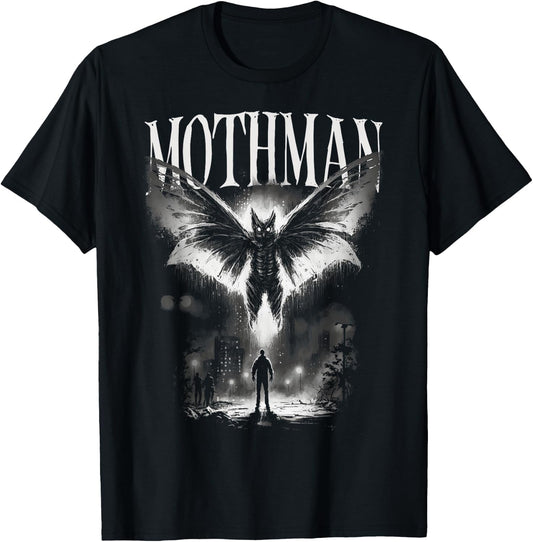 Mothman Cryptid Creature - Death From Above Graphic T-Shirt - T-Shirt | Black