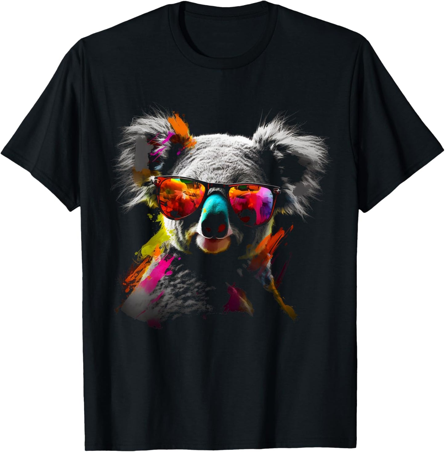 Koala Sunglasses Colourful Animal Design Art Animal Koala T-Shirt - T-Shirt | Black