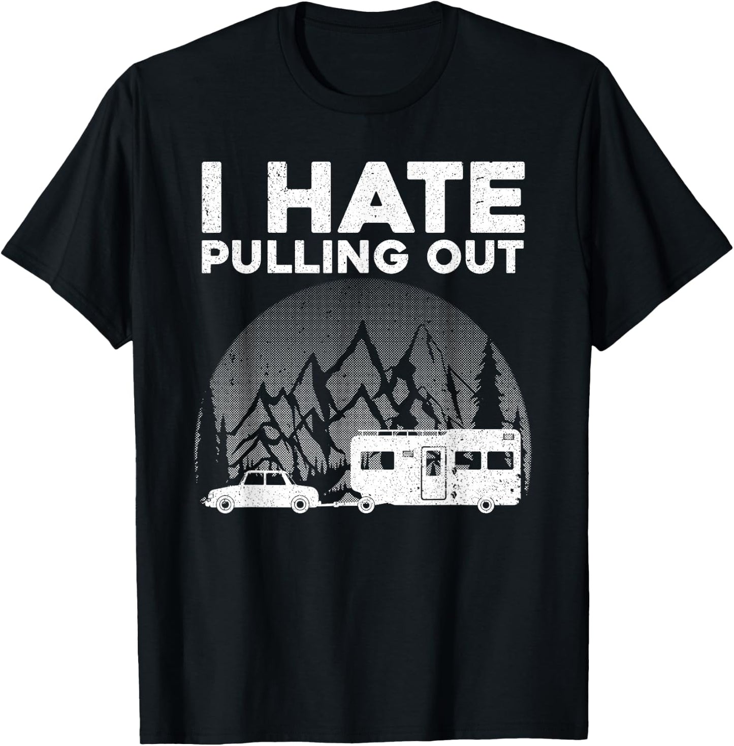 Funny Camping Art Women Kids Camping Trailer Camper T-Shirt - T-Shirt | Black