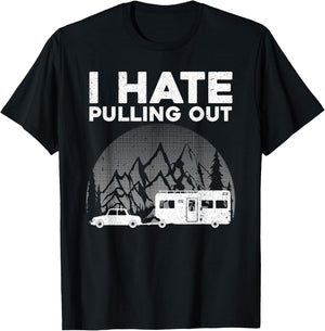 Funny Camping Art Women Kids Camping Trailer Camper T-Shirt - T-Shirt | Black