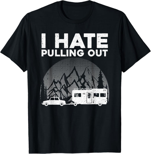 Funny Camping Art Women Kids Camping Trailer Camper T-Shirt - T-Shirt | Black