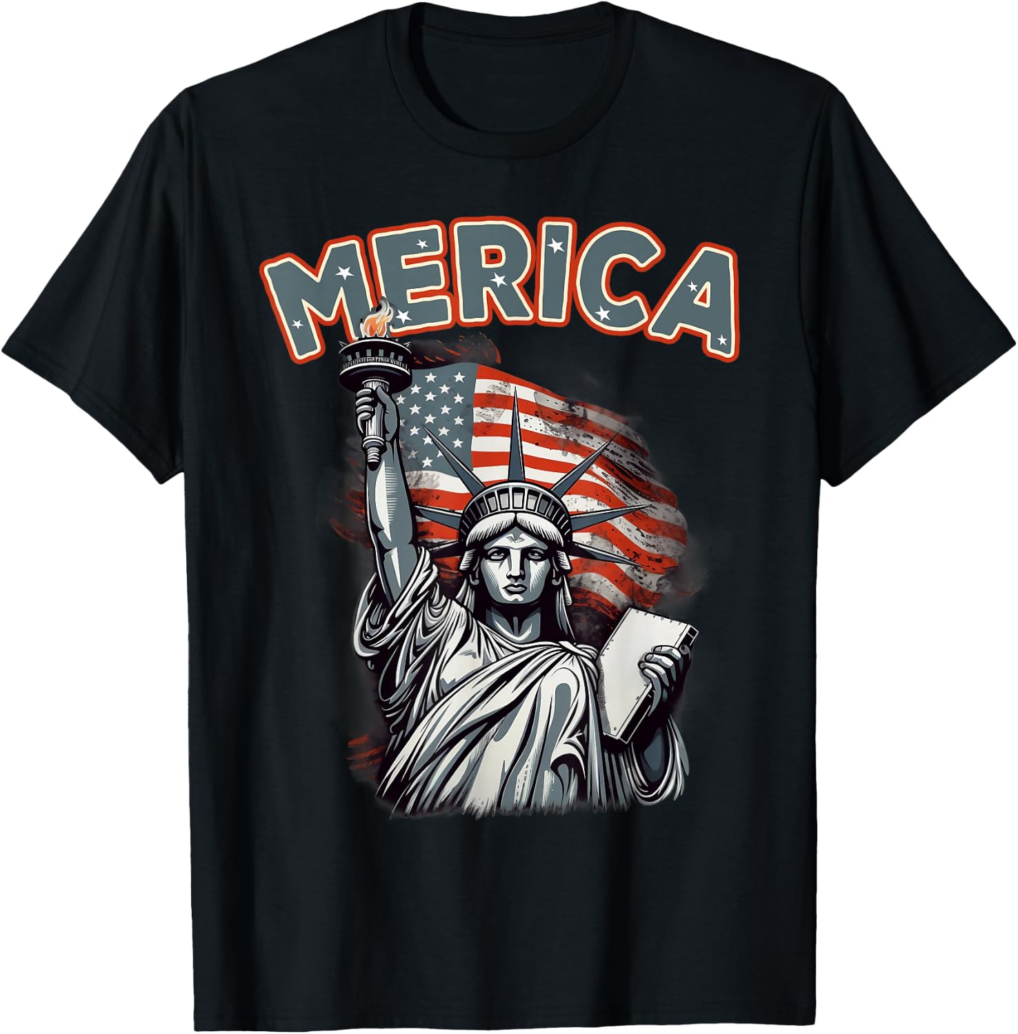 USA American Flag Patriotic 4th of July T-Shirt - T-Shirt | Black