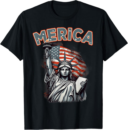 USA American Flag Patriotic 4th of July T-Shirt - T-Shirt | Black