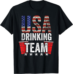 USA Drinking Team Funny Drinking Game Red Cup T-Shirt - T-Shirt | Black
