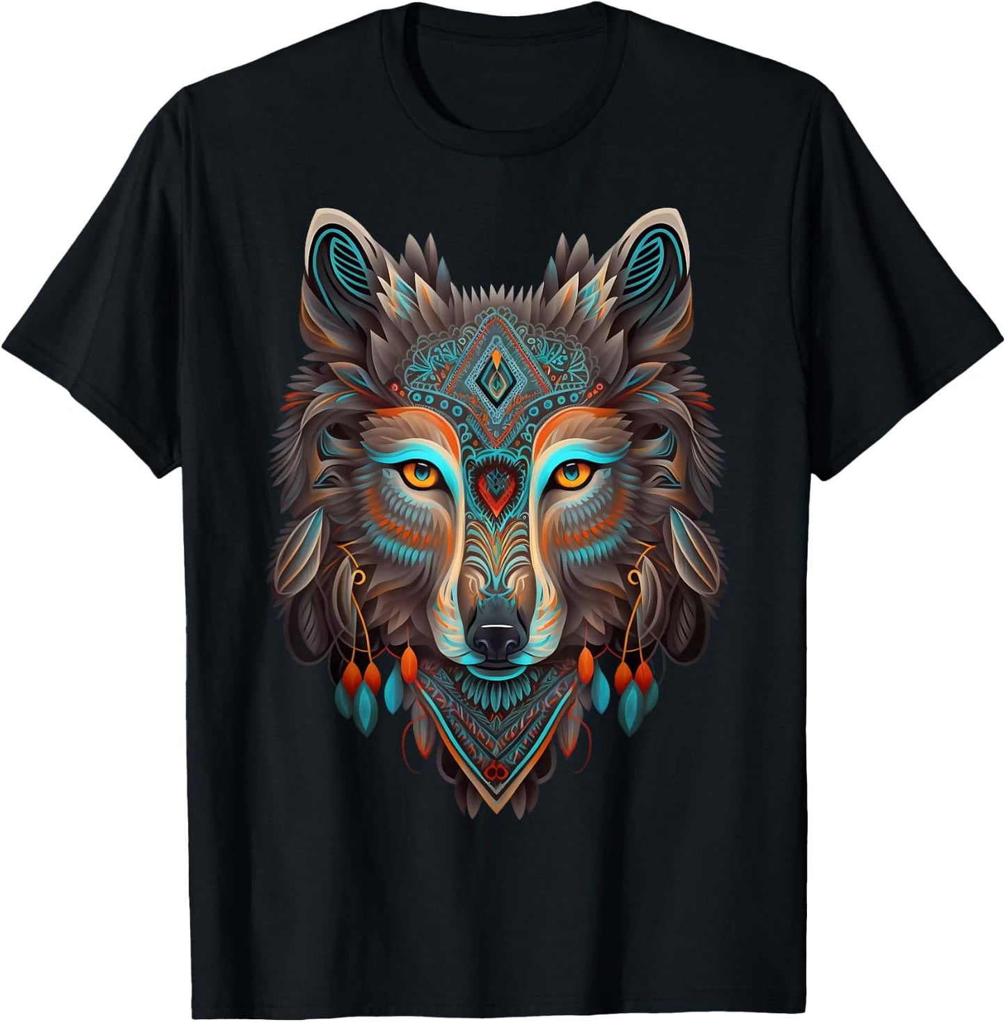 Azteca Wolf Traditional Mexican Art Ancient Aztec Mexico T-Shirt - T-Shirt | Black