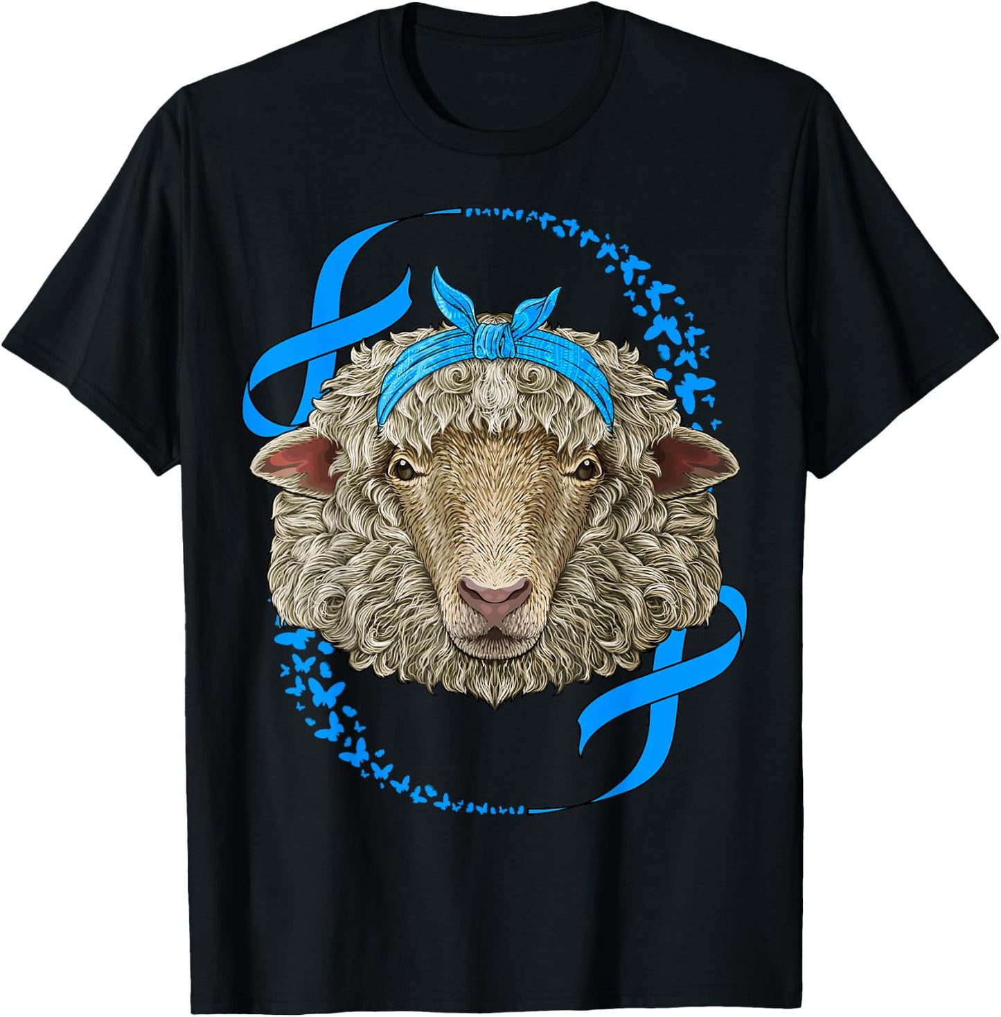 Sheep Diabetes Awareness Blue Bandana T1D Survivor T-Shirt - T-Shirt | Black