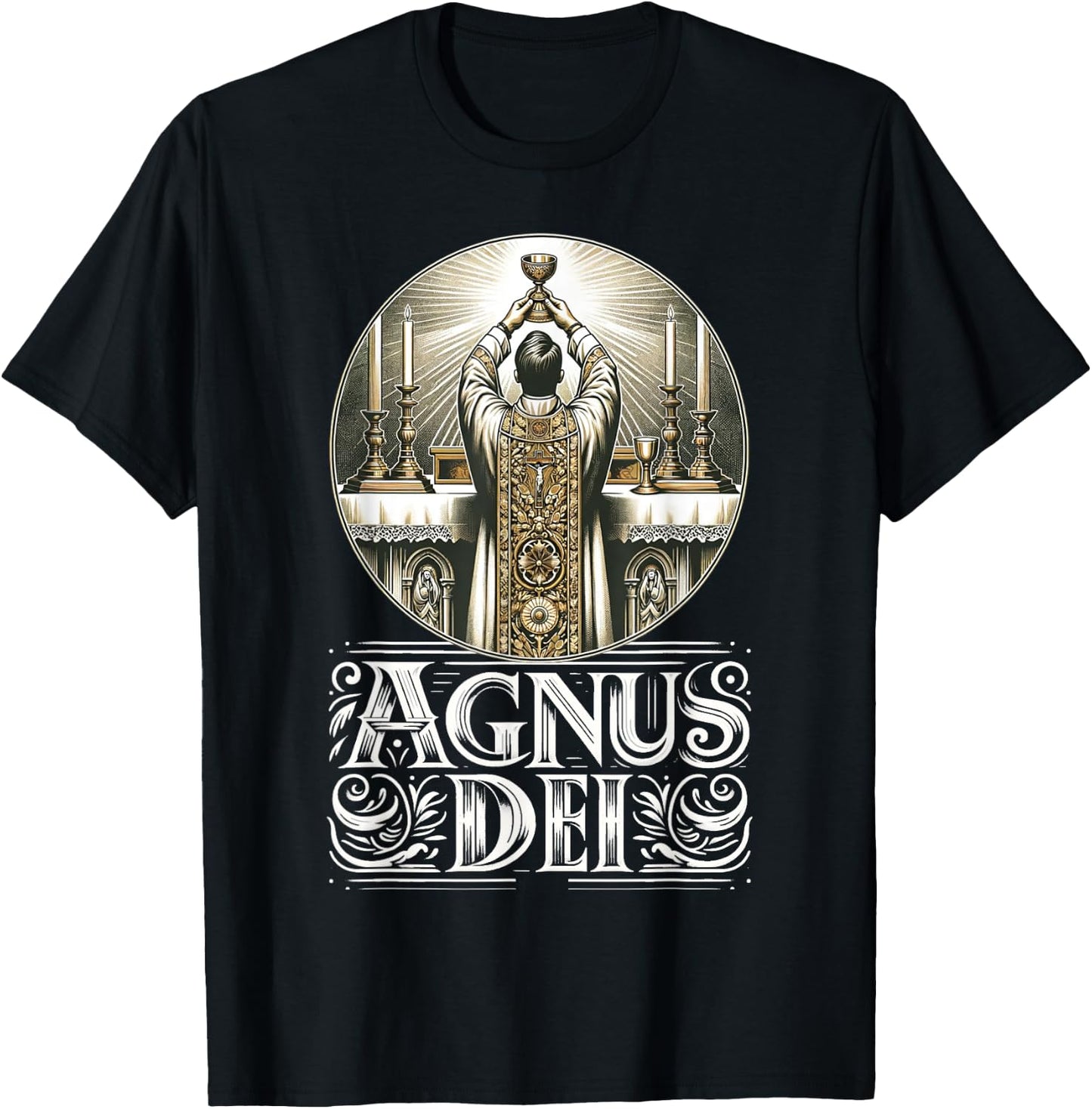 Eucharistic Consecration Traditional Latin Mass Catholic T-Shirt - T-Shirt | Black