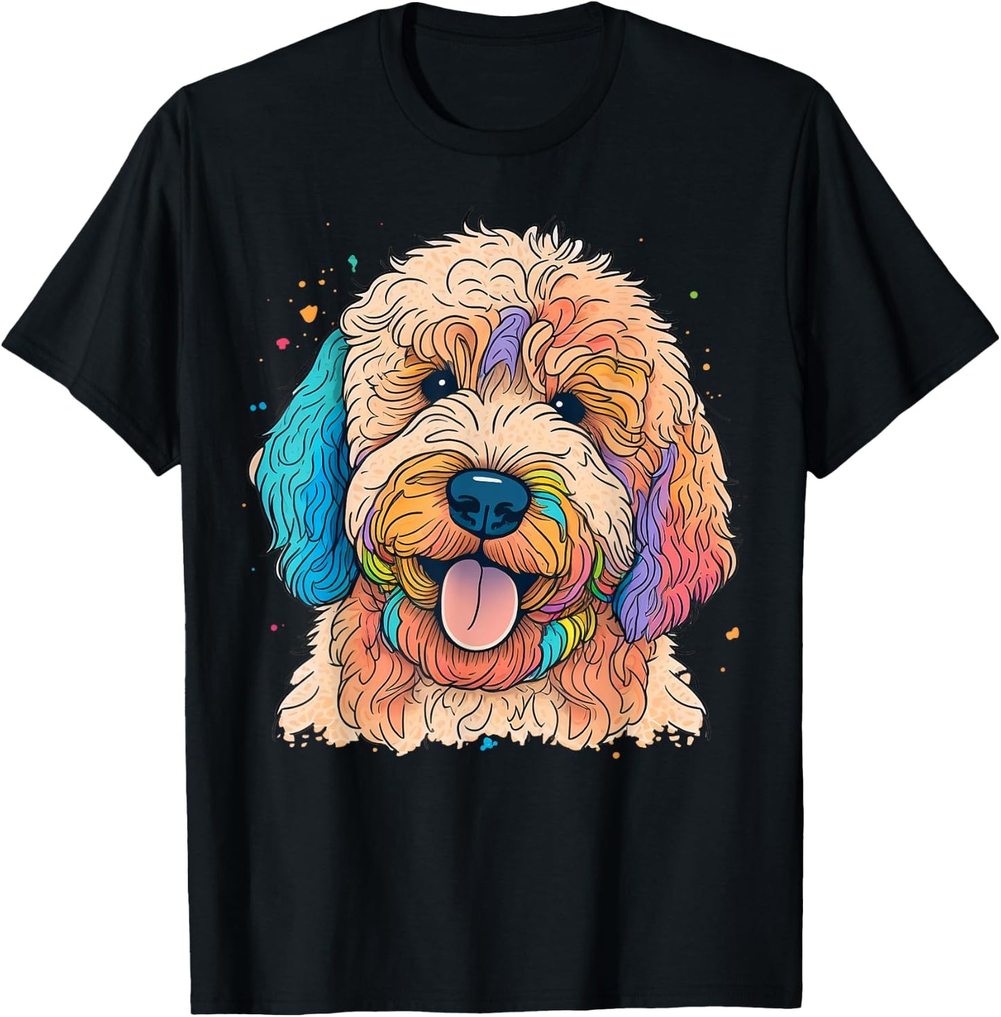 Cute Goldendoodle Dog on Golden Doodle Lover Men Women Kids T-Shirt - T-Shirt | Black