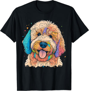 Cute Goldendoodle Dog on Golden Doodle Lover Men Women Kids T-Shirt - T-Shirt | Black