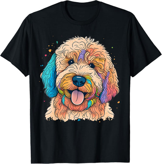 Cute Goldendoodle Dog on Golden Doodle Lover Men Women Kids T-Shirt - T-Shirt | Black