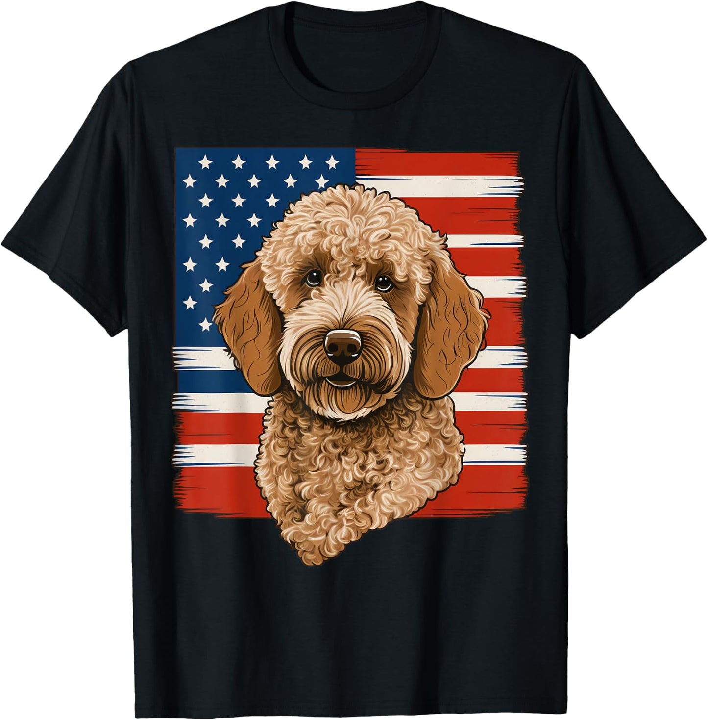 4th Of July Goldendoodle on Patriotic American Golden Doodle Kids Men T-Shirt - T-Shirt | Black