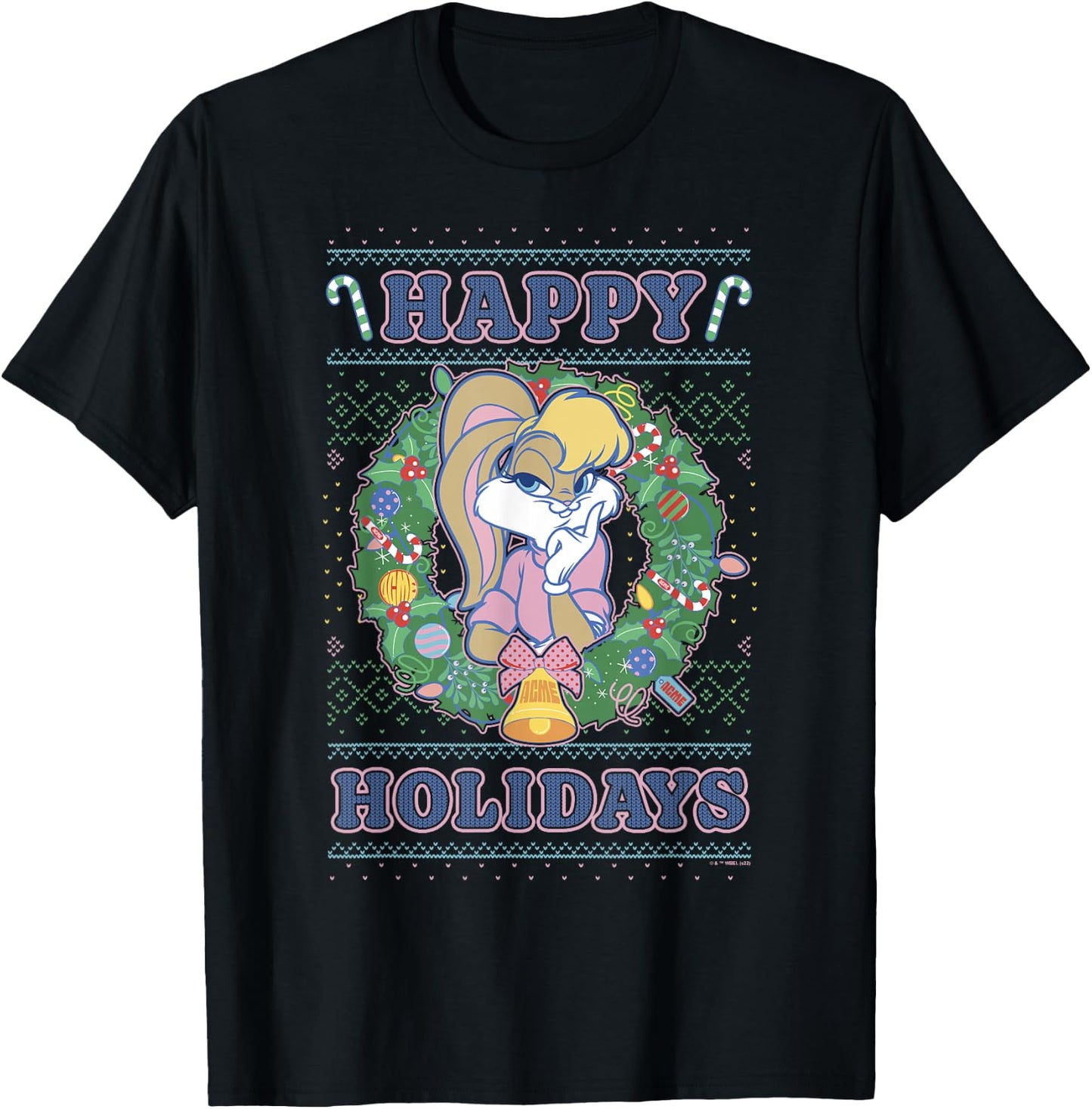 Looney Tunes Christmas Lola Bunny Wreath T-Shirt - T-Shirt | Black