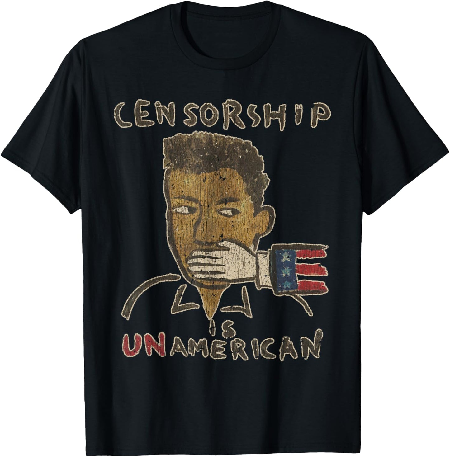 Vintage Censorship Is Un American 1990 T-Shirt - T-Shirt | Black