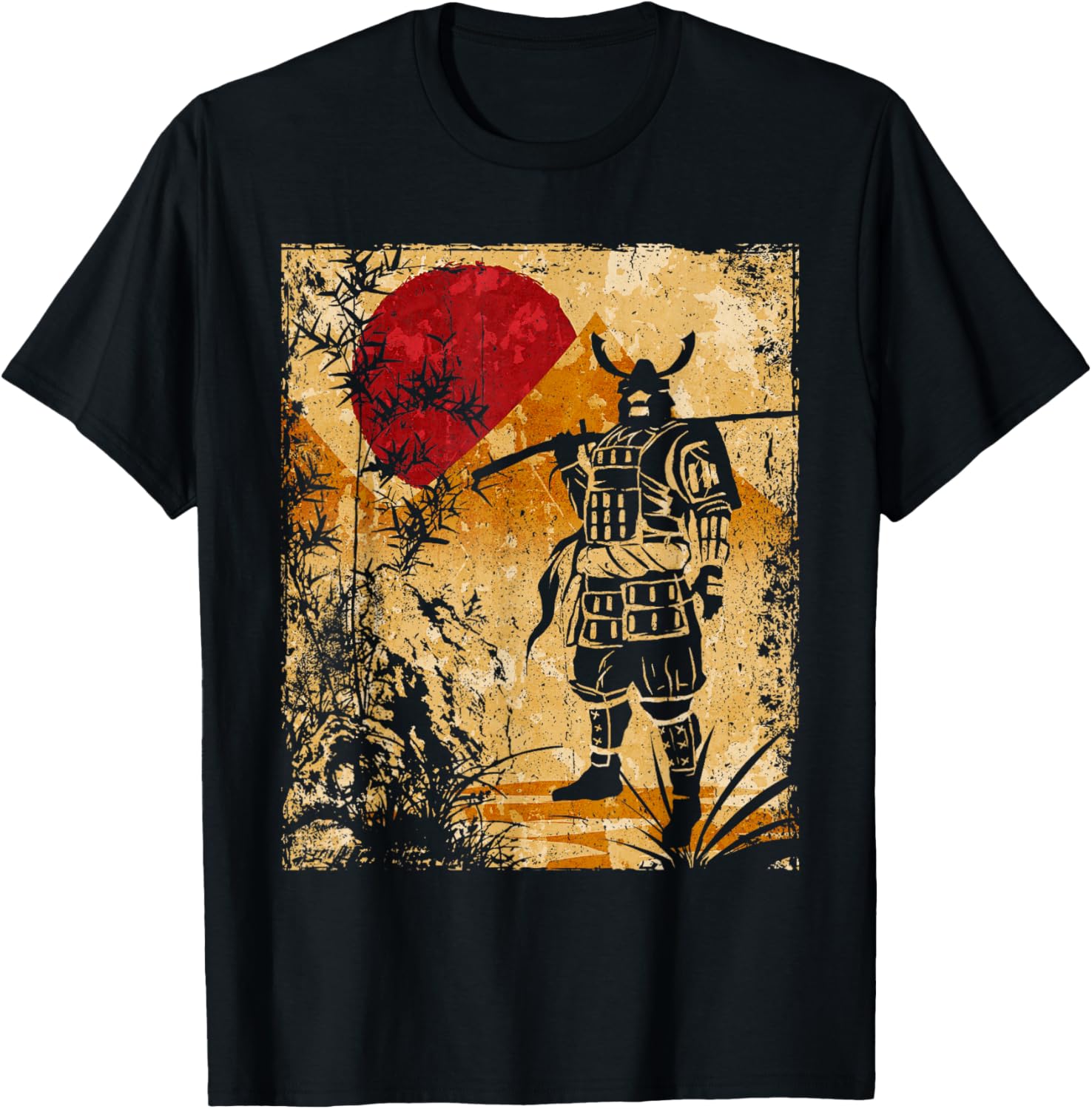 Samurai Japanese Art Vintage Fighter Retro T-Shirt - T-Shirt | Black