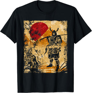 Samurai Japanese Art Vintage Fighter Retro T-Shirt - T-Shirt | Black