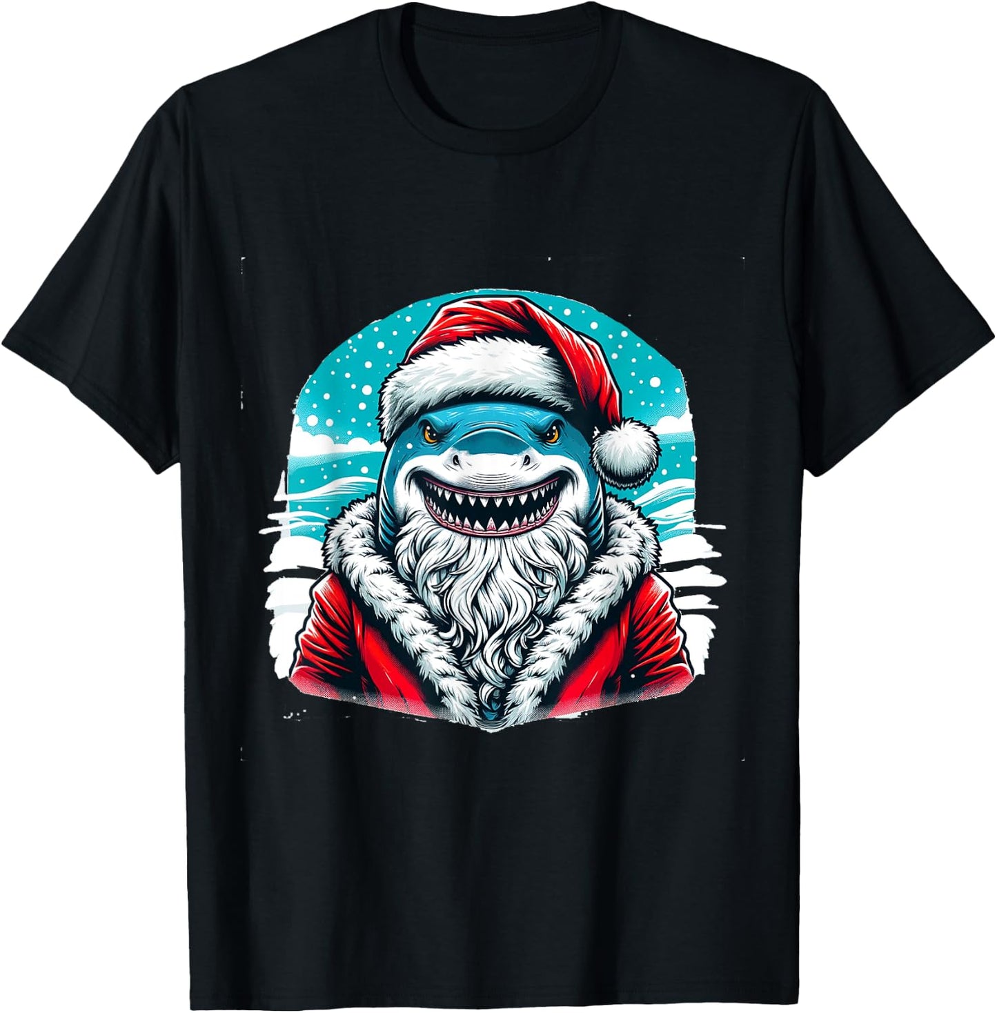 Santa Jaws Festive Shark T-Shirt - T-Shirt | Black