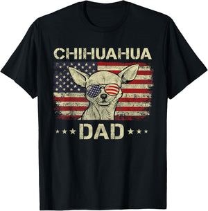 Chihuahua Dad Dog Lovers American Flag 4th Of July Men T-Shirt - T-Shirt | Black