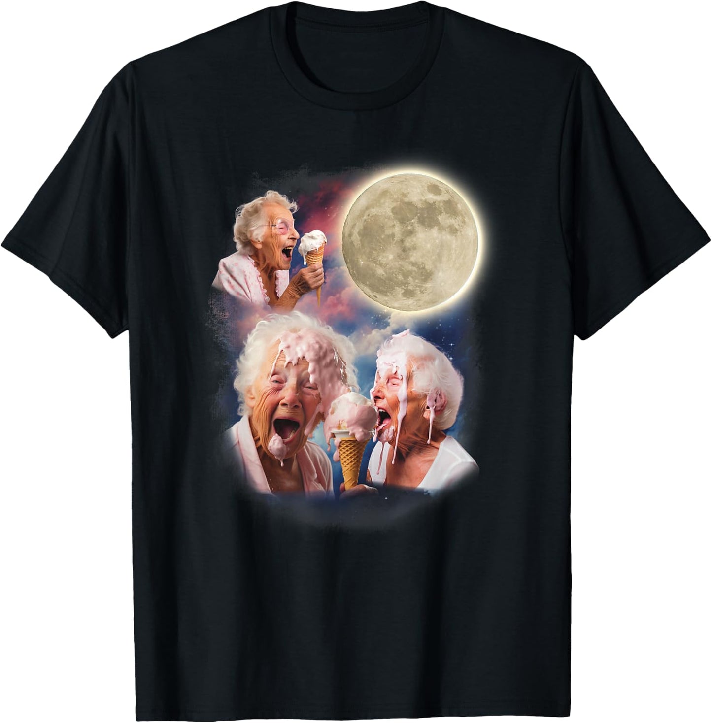 Three Granny Moon Weird Embarrassing T-Shirt - T-Shirt | Black