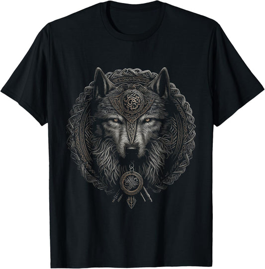 Viking Celtic Fenrir Wolf Women, Men T-Shirt - T-Shirt | Black