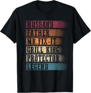 Husband Father Mr.Fix-it Grill King Protector Legend Retro T-Shirt - T-Shirt | Black