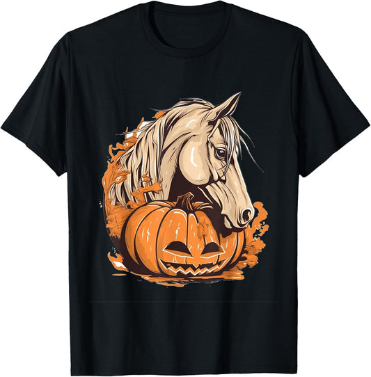 Horse Pumpkin Halloween Costume Horseback Riding Equestrian T-Shirt - T-Shirt | Black