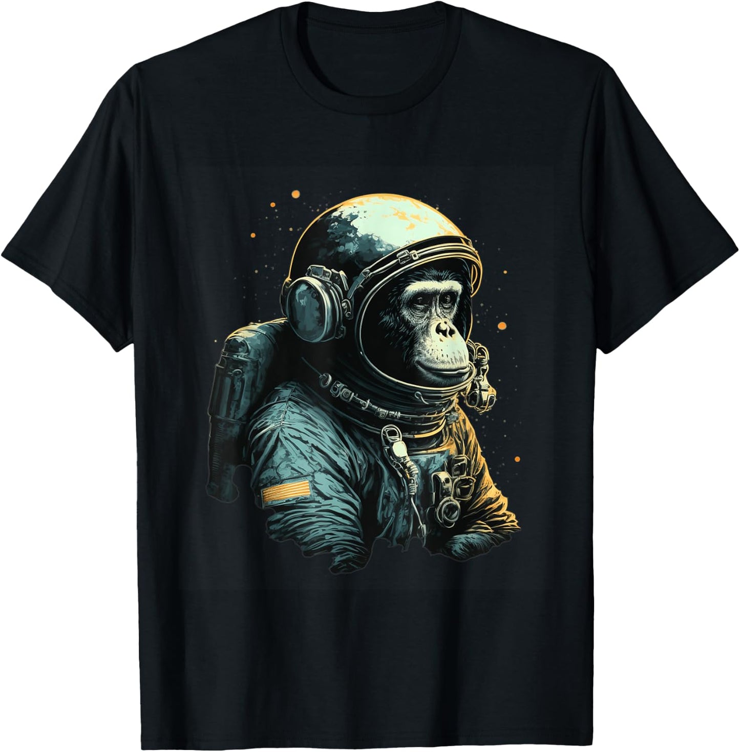 Chimpanzee Space Astronaut Travel Monkey Vintage Design T-Shirt - T-Shirt | Black
