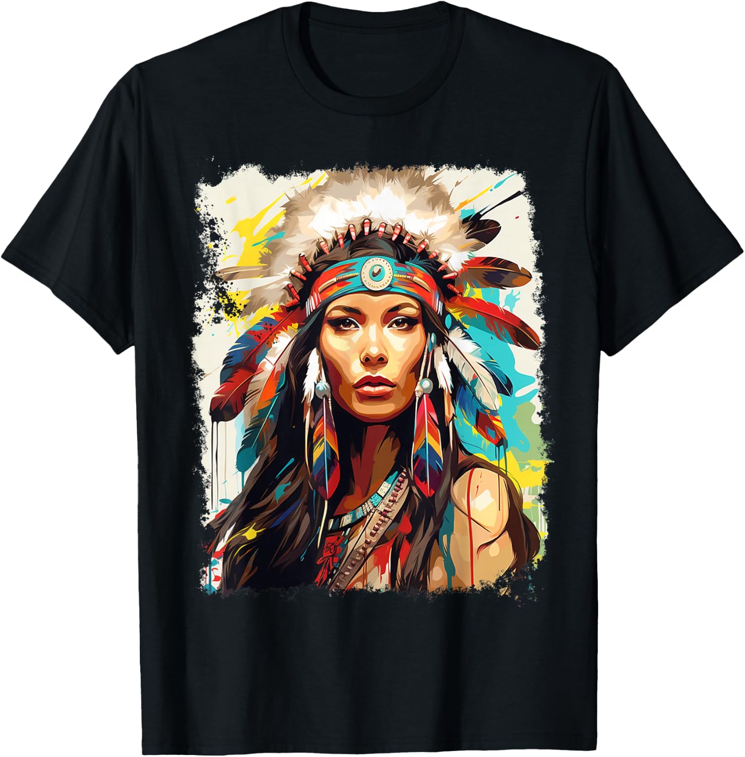 Native Indian Women T-Shirt - T-Shirt | Black