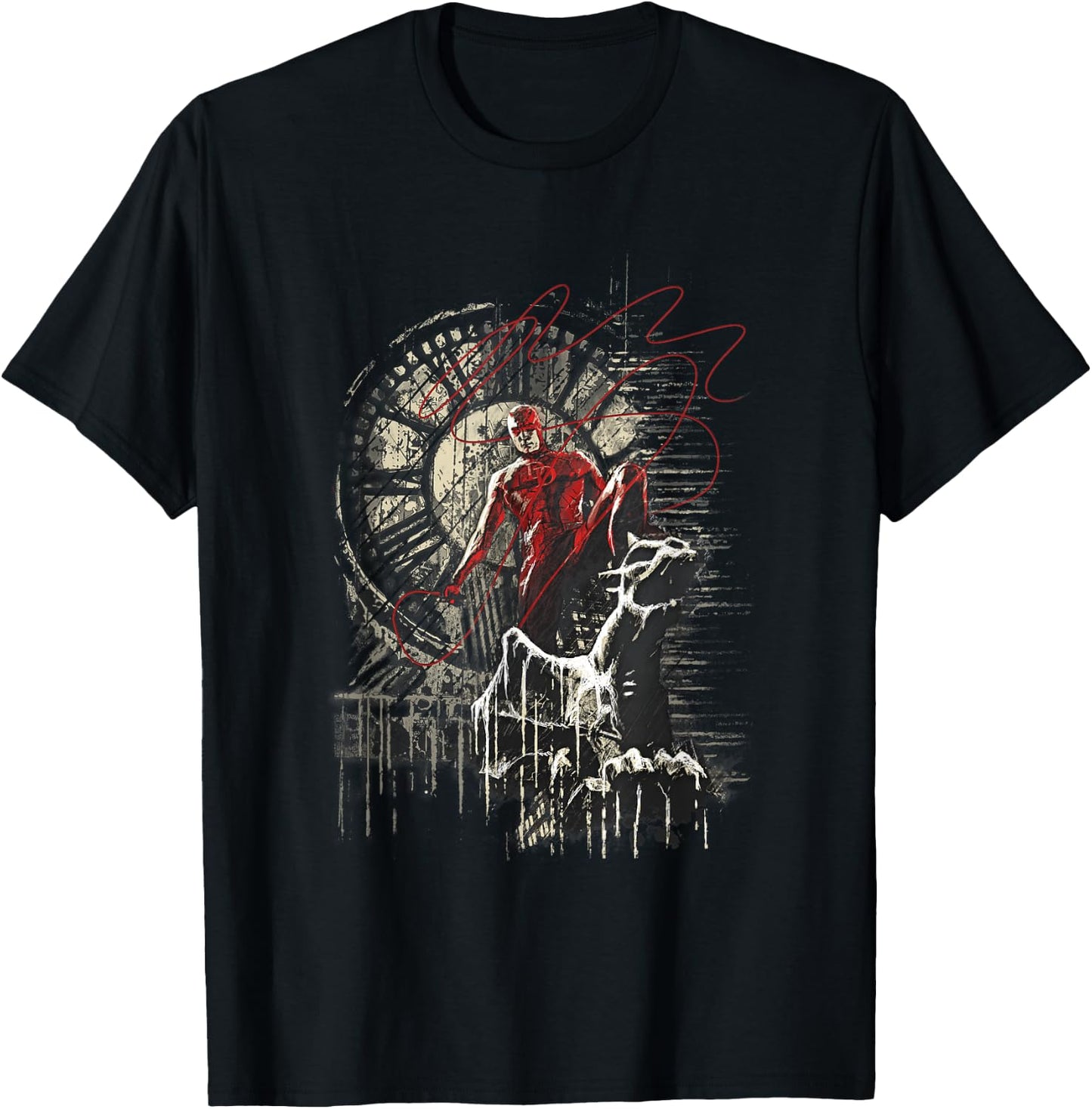 Marvel Comics Retro Classic Daredevil Standing On Gargoyle T-Shirt - T-Shirt | Black