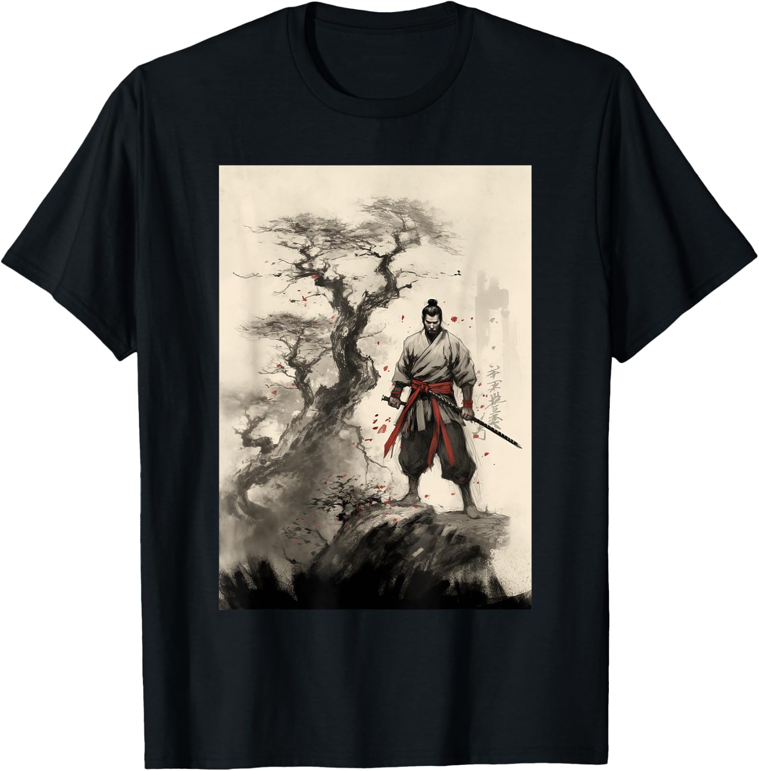Samurai's Triumph Over the Great Dragon - Bushido Spirit T-Shirt - T-Shirt | Black