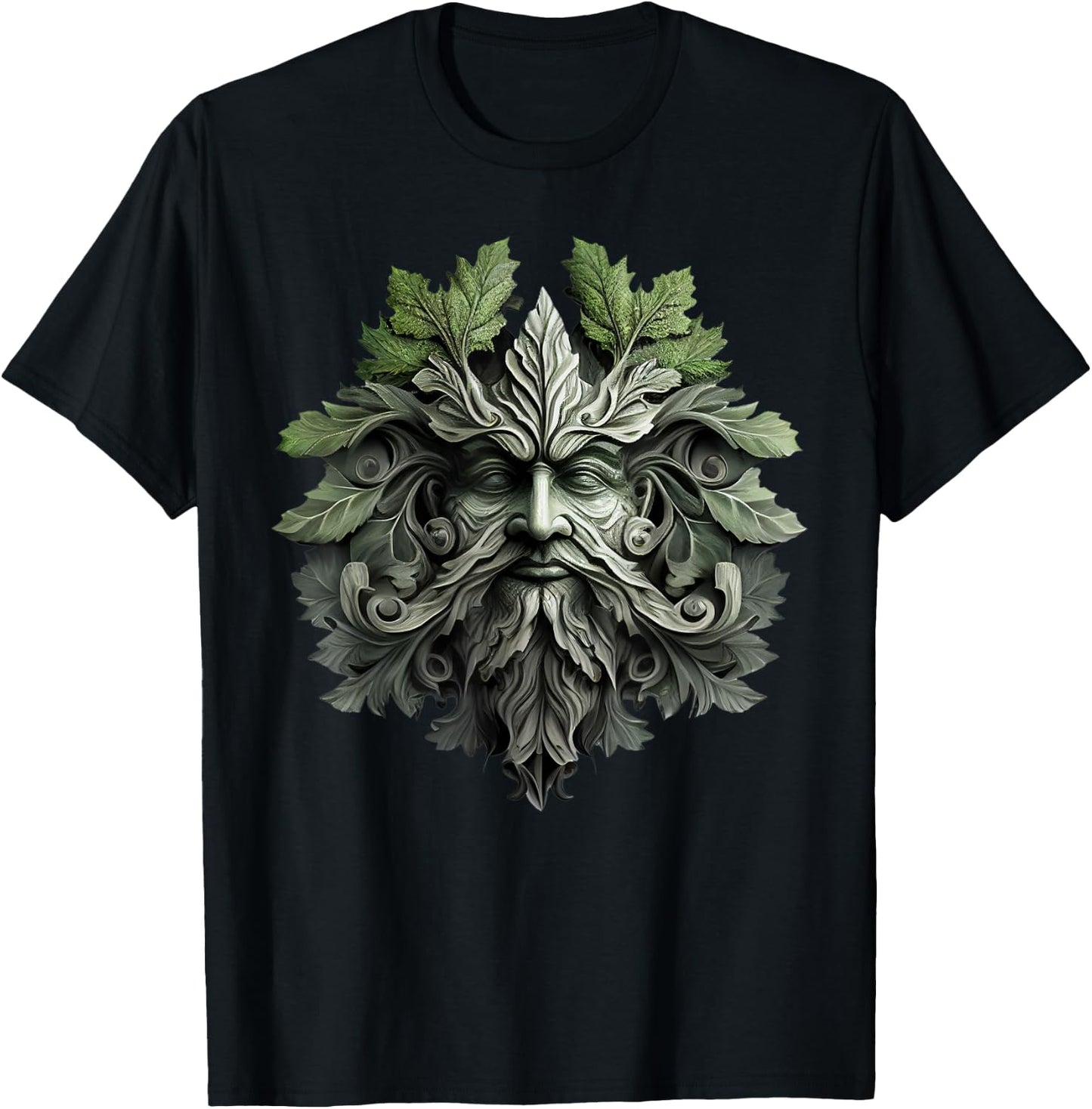 Green Man Botanical Greenman Women Kids Gardeners T-Shirt - T-Shirt | Black