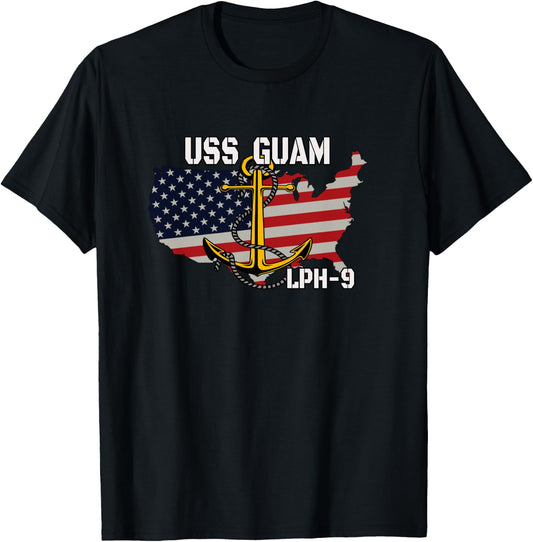USS Guam LPH-9 Landing Platform Helicopter Veterans Father T-Shirt - T-Shirt | Black