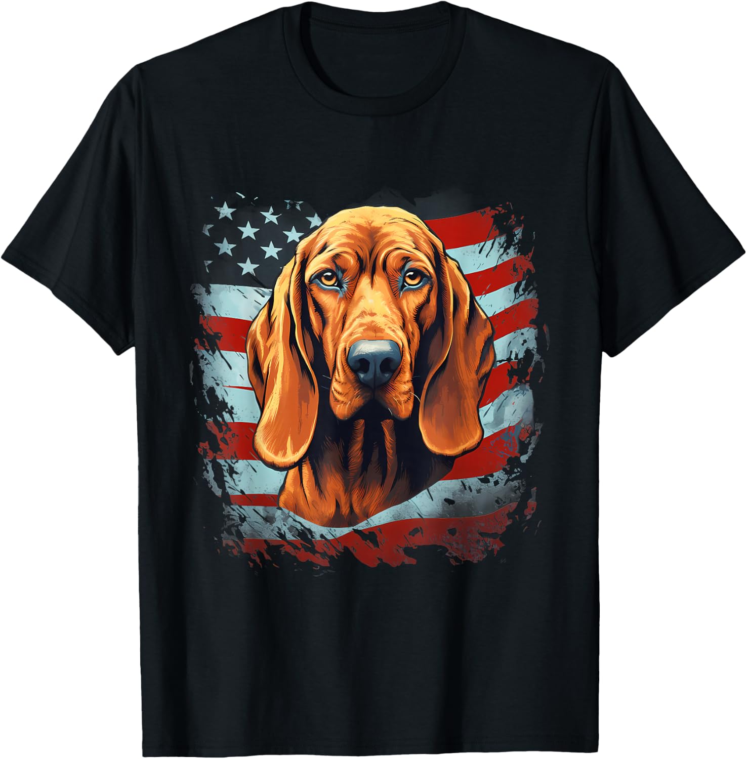 4th Of July US Flag Redbone Coonhound Dog T-Shirt - T-Shirt | Black