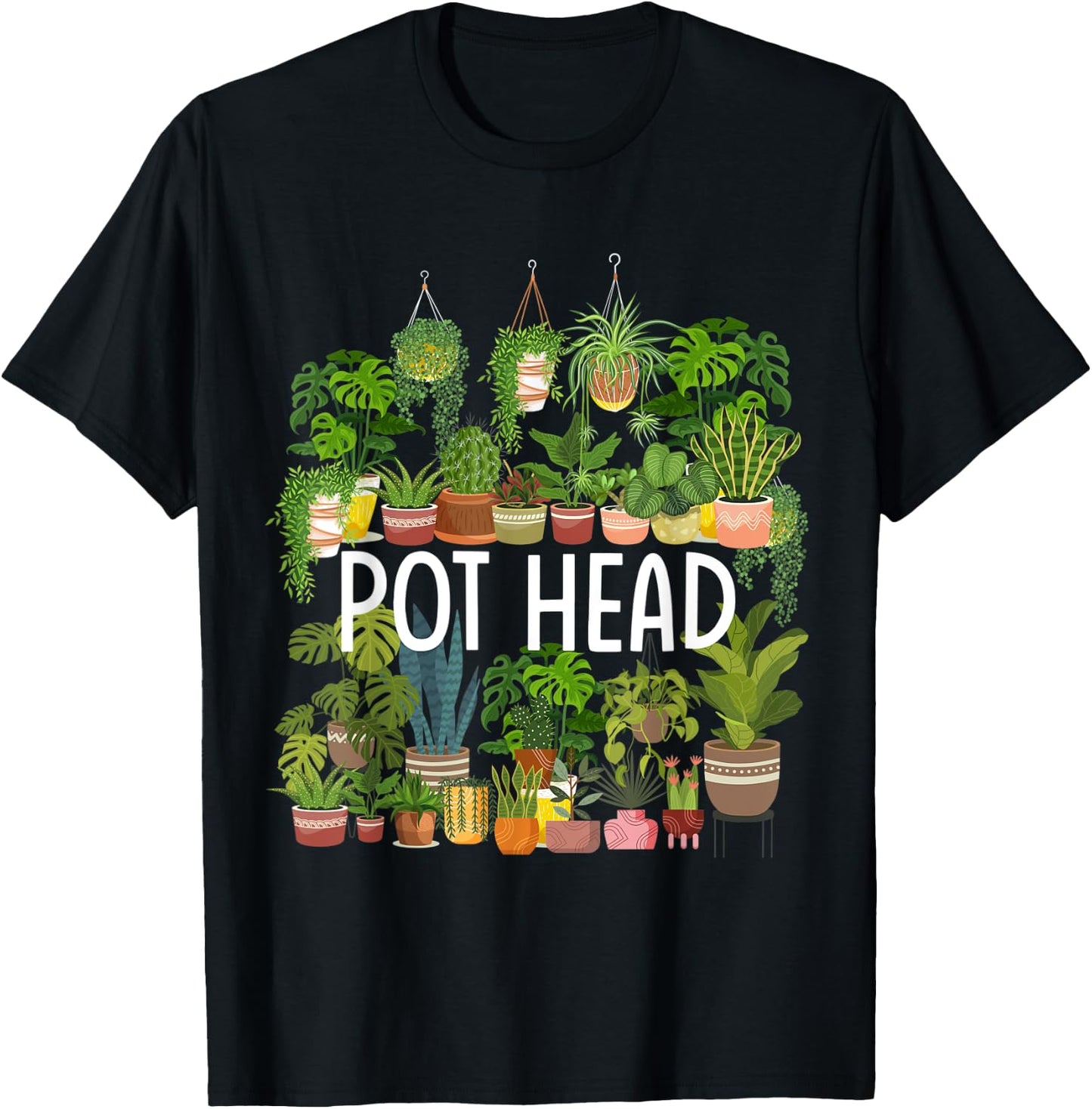 Pot Head - Plant Lover Gift T-Shirt - T-Shirt | Black