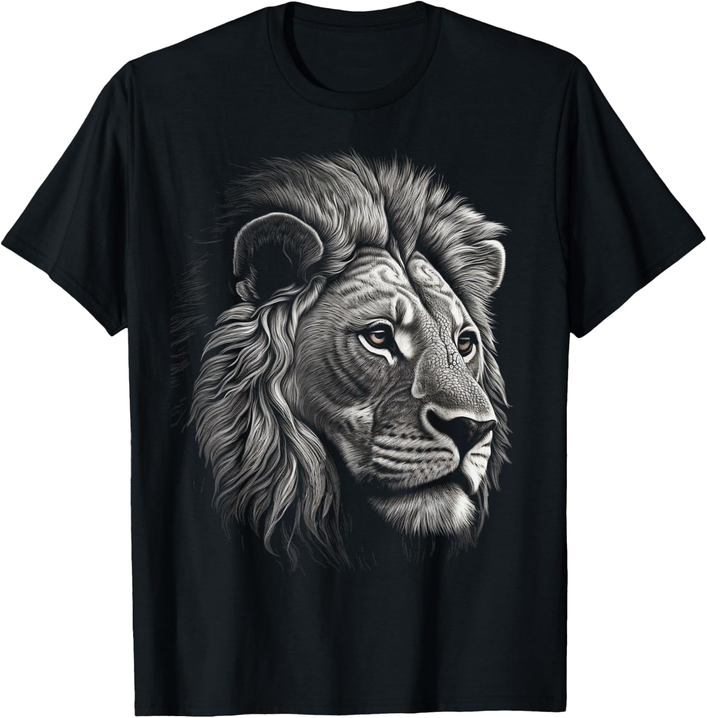 Lion in White - Animal Lion T-Shirt - T-Shirt | Black