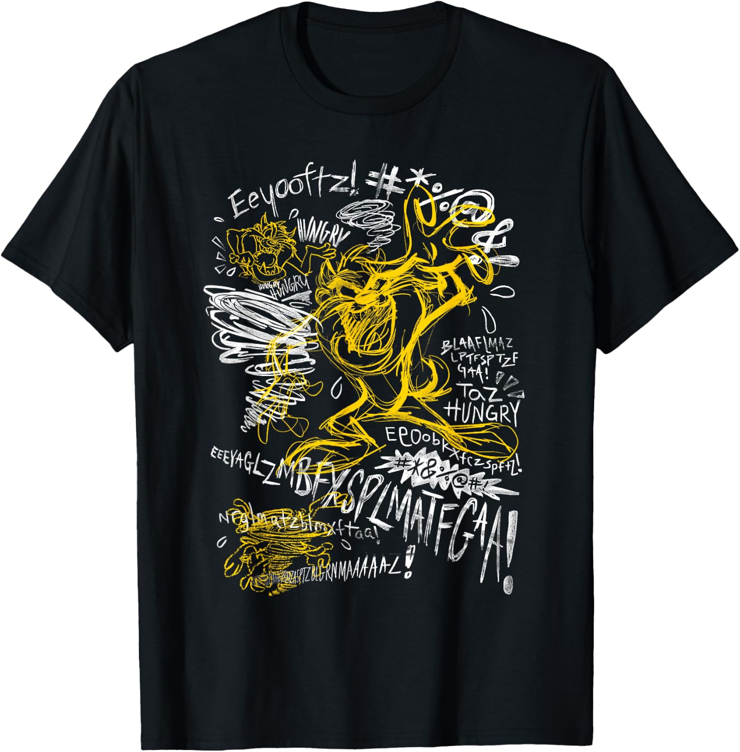 Tasmanian Devil Sketch Scribble Taz T-Shirt - T-Shirt | Black