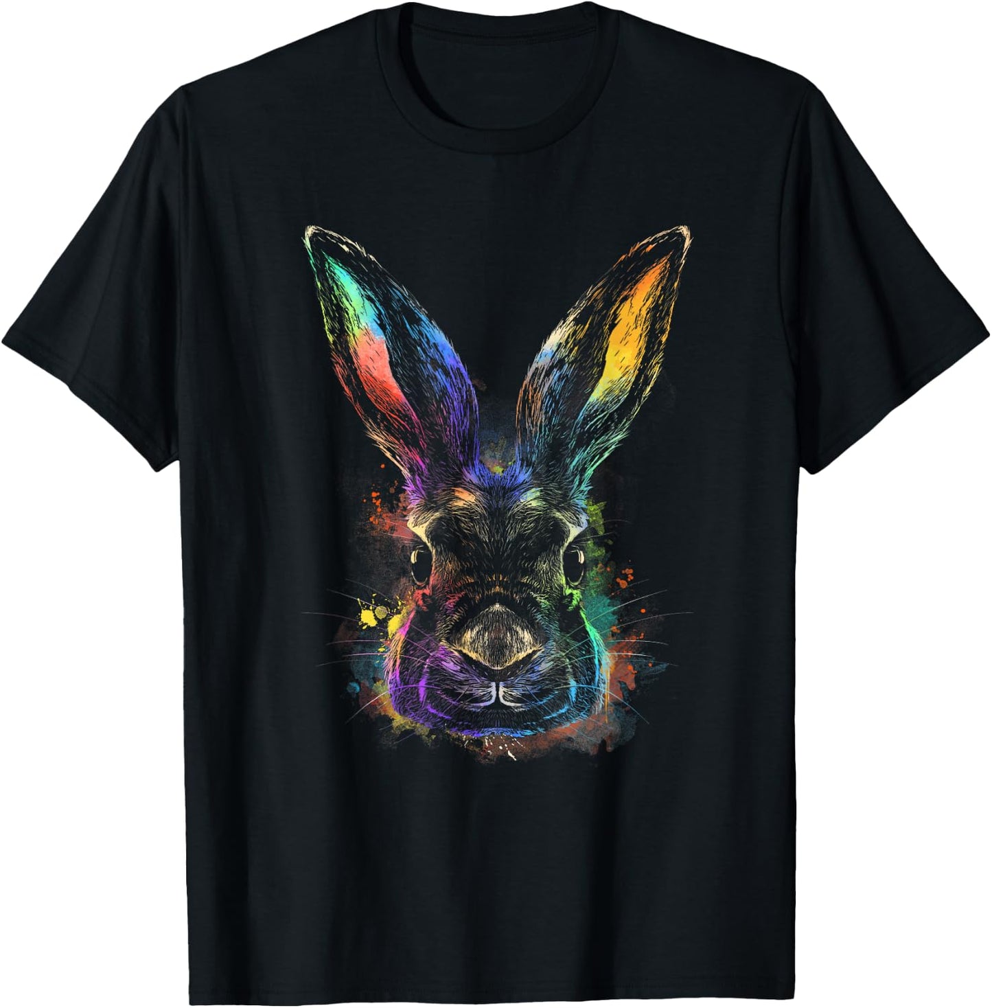 Rainbow Rabbit Abstract Colorful for Bunny Rabbit lovers T-Shirt - T-Shirt | Black