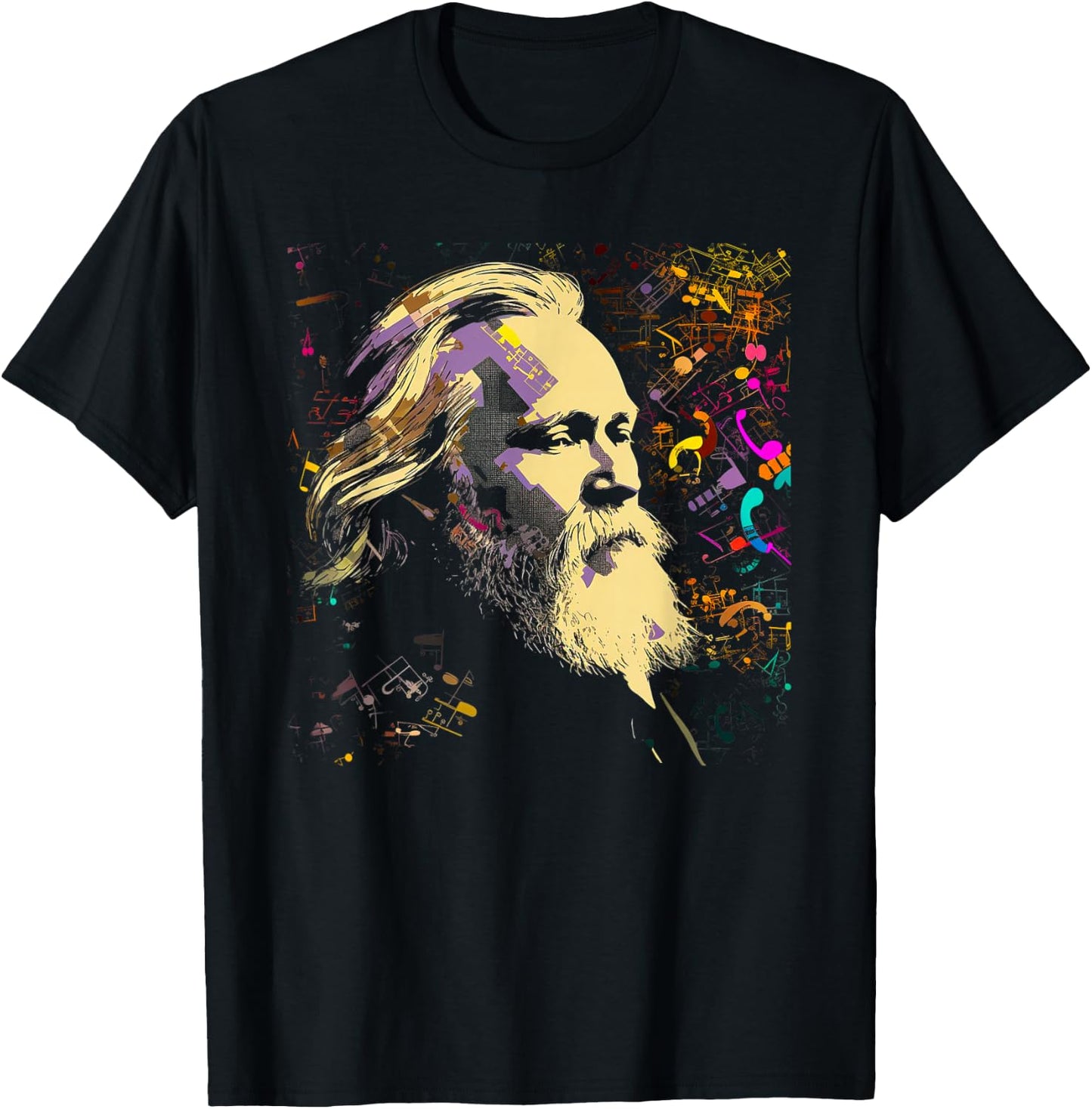 Pop Art Johannes Brahms Music Composer Piano T-Shirt - T-Shirt | Black