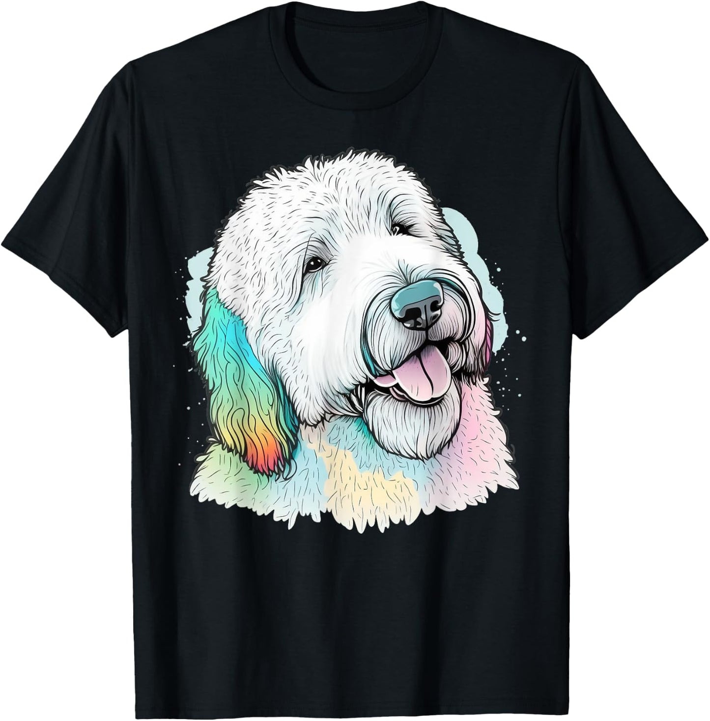 Cute Old English Sheepdog Dog on Bobtail Lover Men Women Kids T-Shirt - T-Shirt | Black