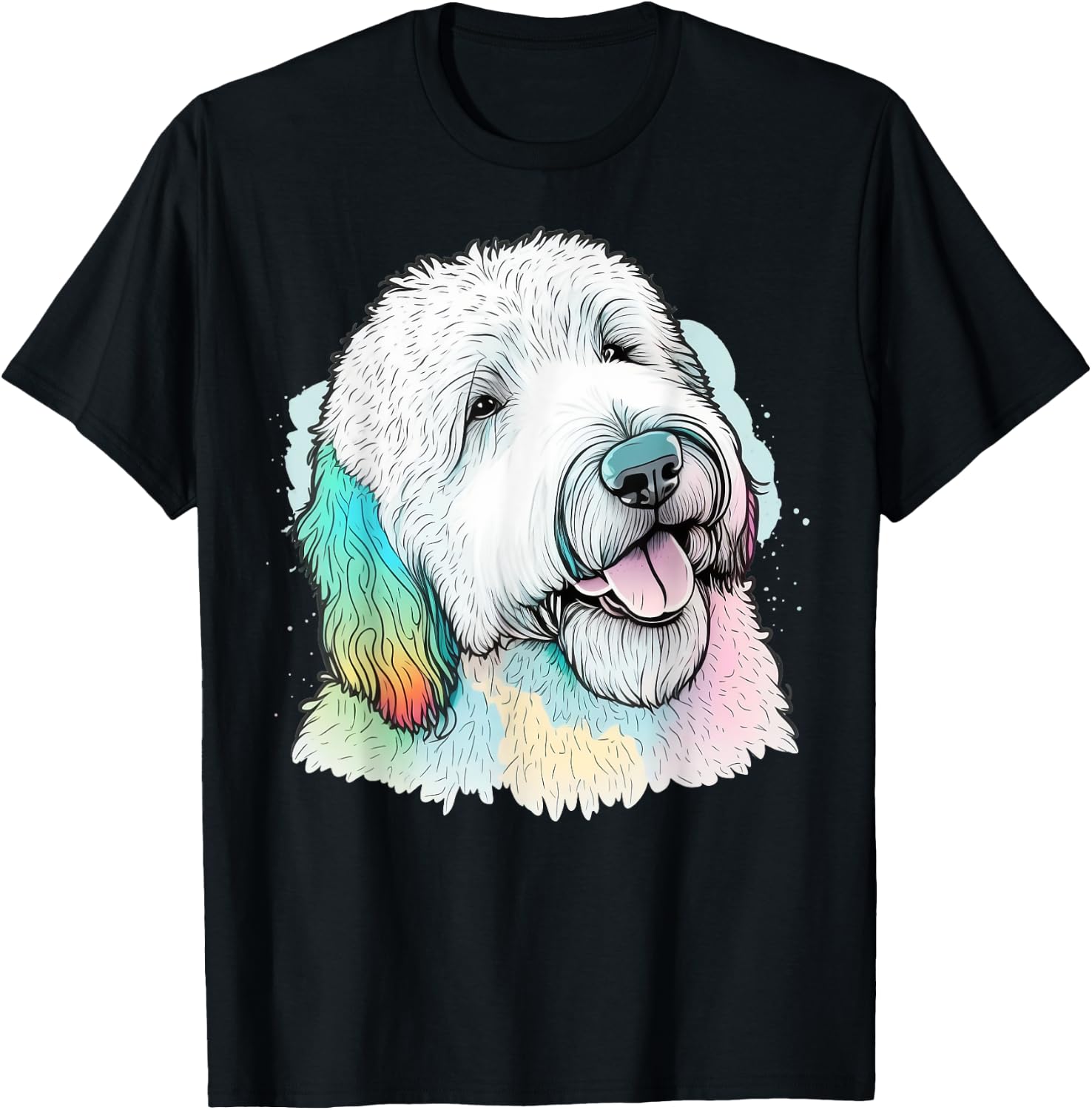 Cute Old English Sheepdog Dog on Bobtail Lover Men Women Kids T-Shirt - T-Shirt | Black
