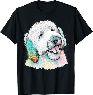 Cute Old English Sheepdog Dog on Bobtail Lover Men Women Kids T-Shirt - T-Shirt | Black