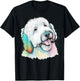 Cute Old English Sheepdog Dog on Bobtail Lover Men Women Kids T-Shirt - T-Shirt | Black