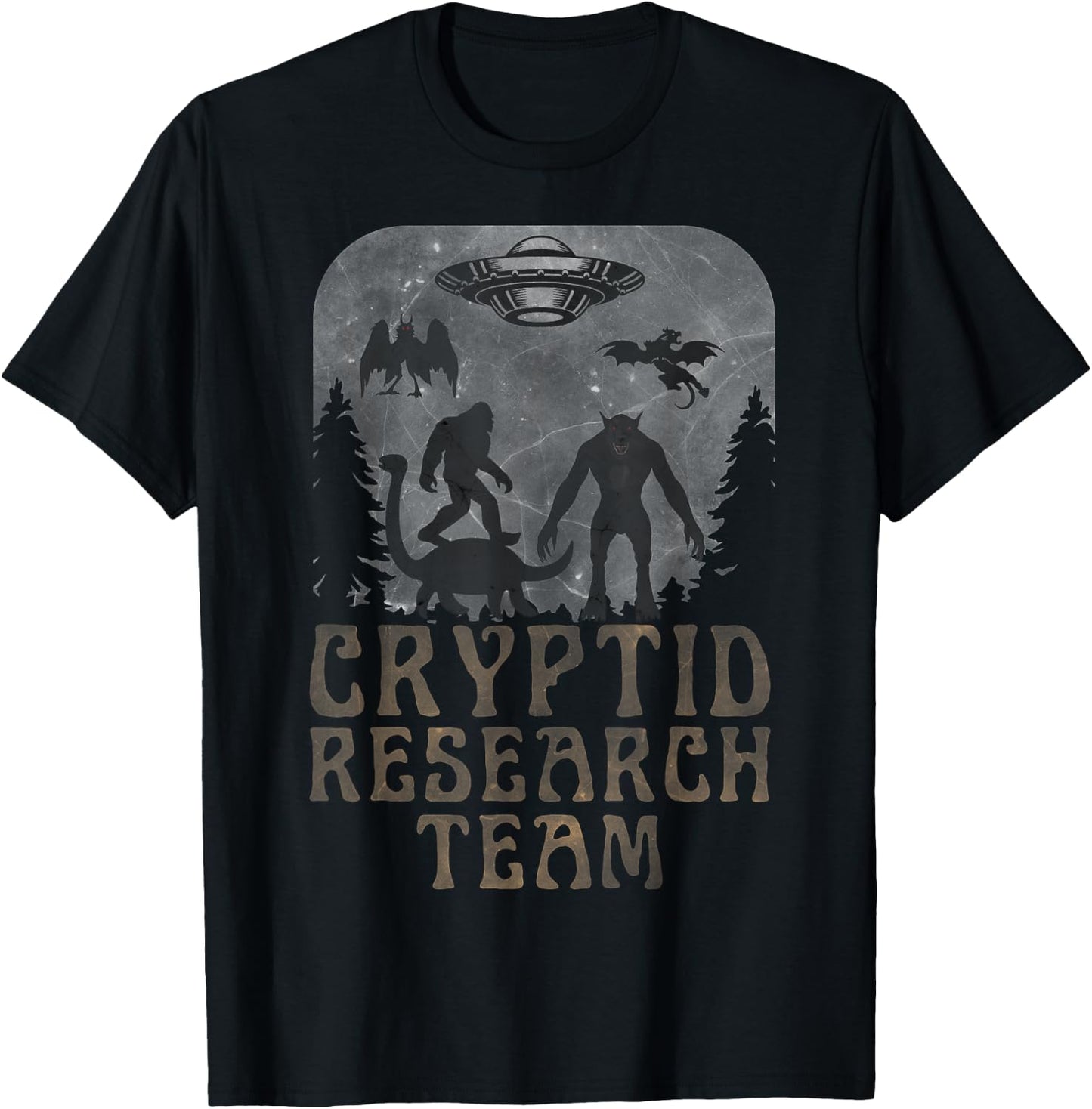 CRYPTID RESEARCH TEAM - Bigfoot Dogman Mothman Alien UFO T-Shirt - T-Shirt | Black