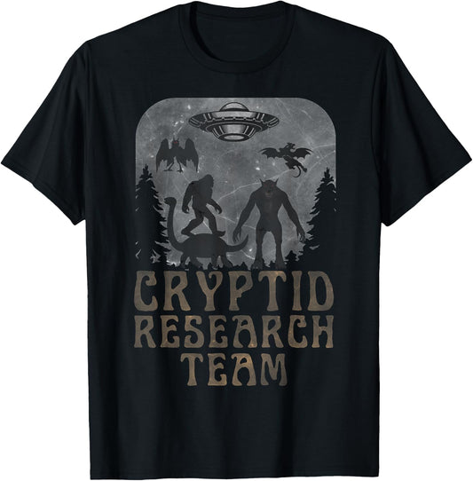 CRYPTID RESEARCH TEAM - Bigfoot Dogman Mothman Alien UFO T-Shirt - T-Shirt | Black