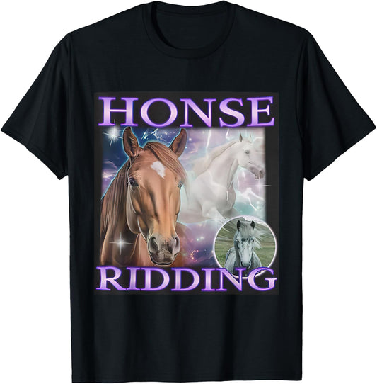 Honse Ridding Funny Horse Meme Women T-Shirt - T-Shirt | Black