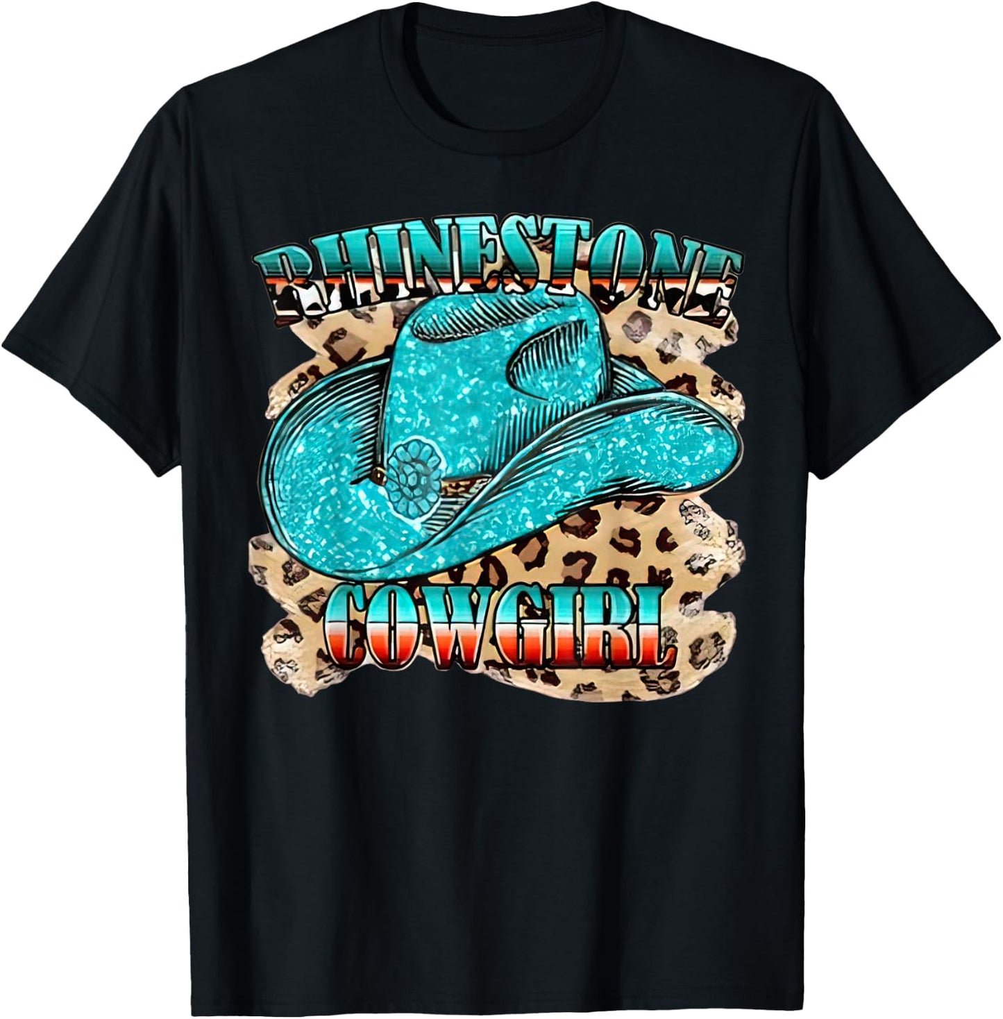 Rhinestone Cowgirl Western Boots Chapeau Western Country T-Shirt - T-Shirt | Black