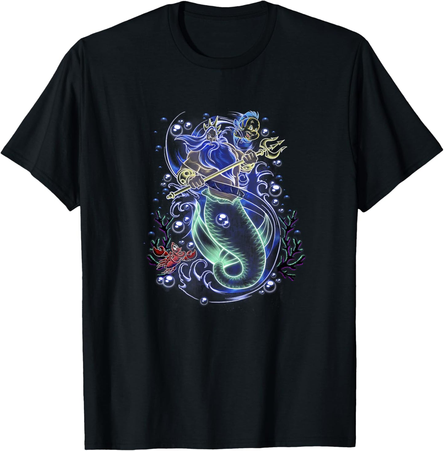 Disney The Little Mermaid King Triton Sea Storm T-Shirt - T-Shirt | Black