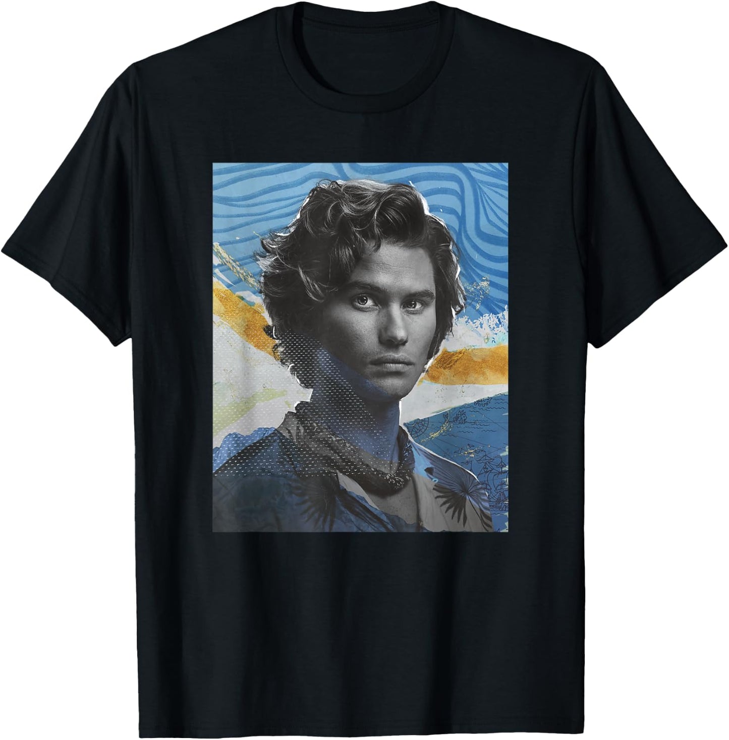 Outer Banks Season 3 John B Mixed Media Collage Portrait T-Shirt - T-Shirt | Black