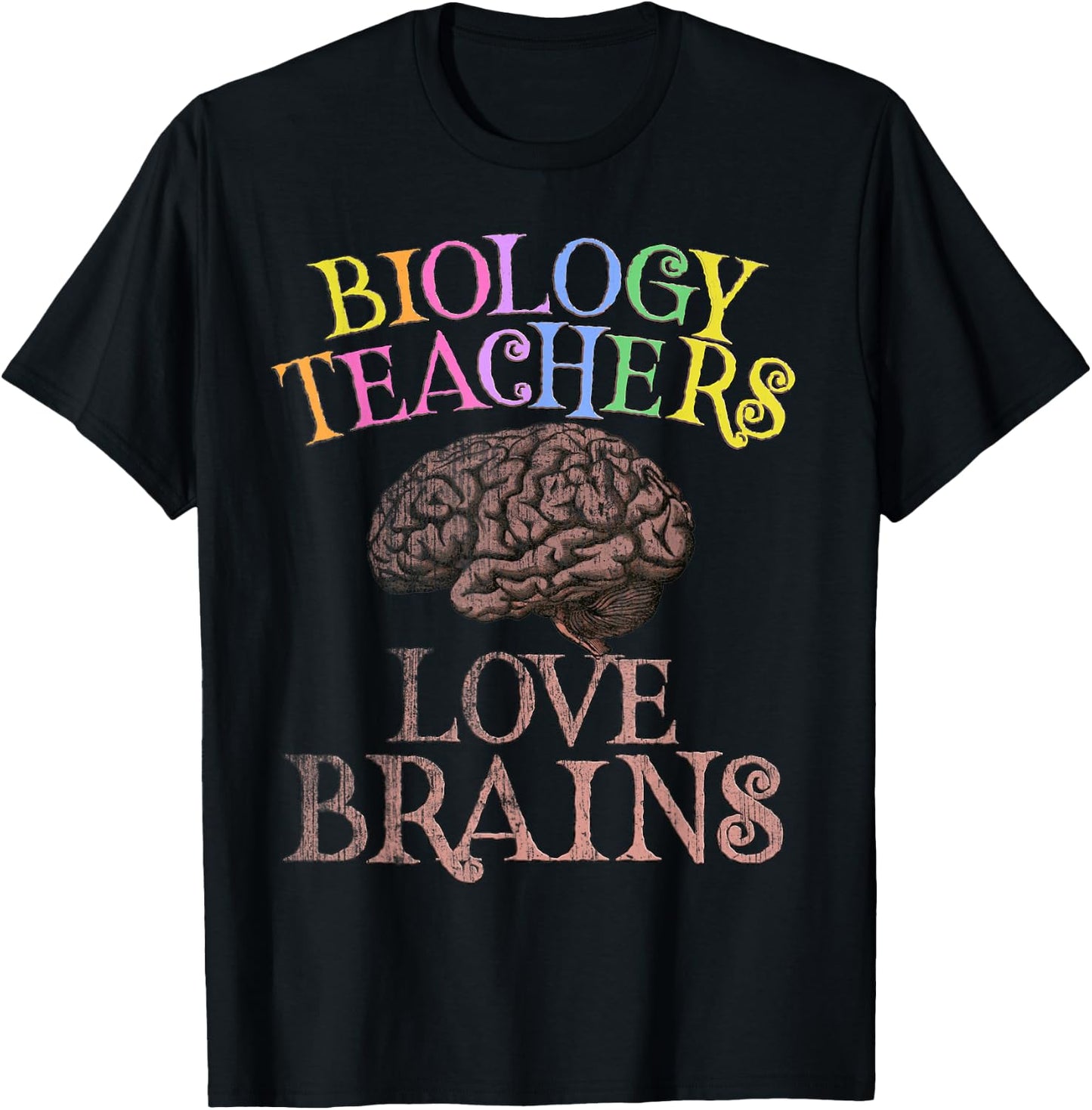 Retro BIOLOGY TEACHERS LOVE BRAINS This is My Scary STEM T-Shirt - T-Shirt | Black