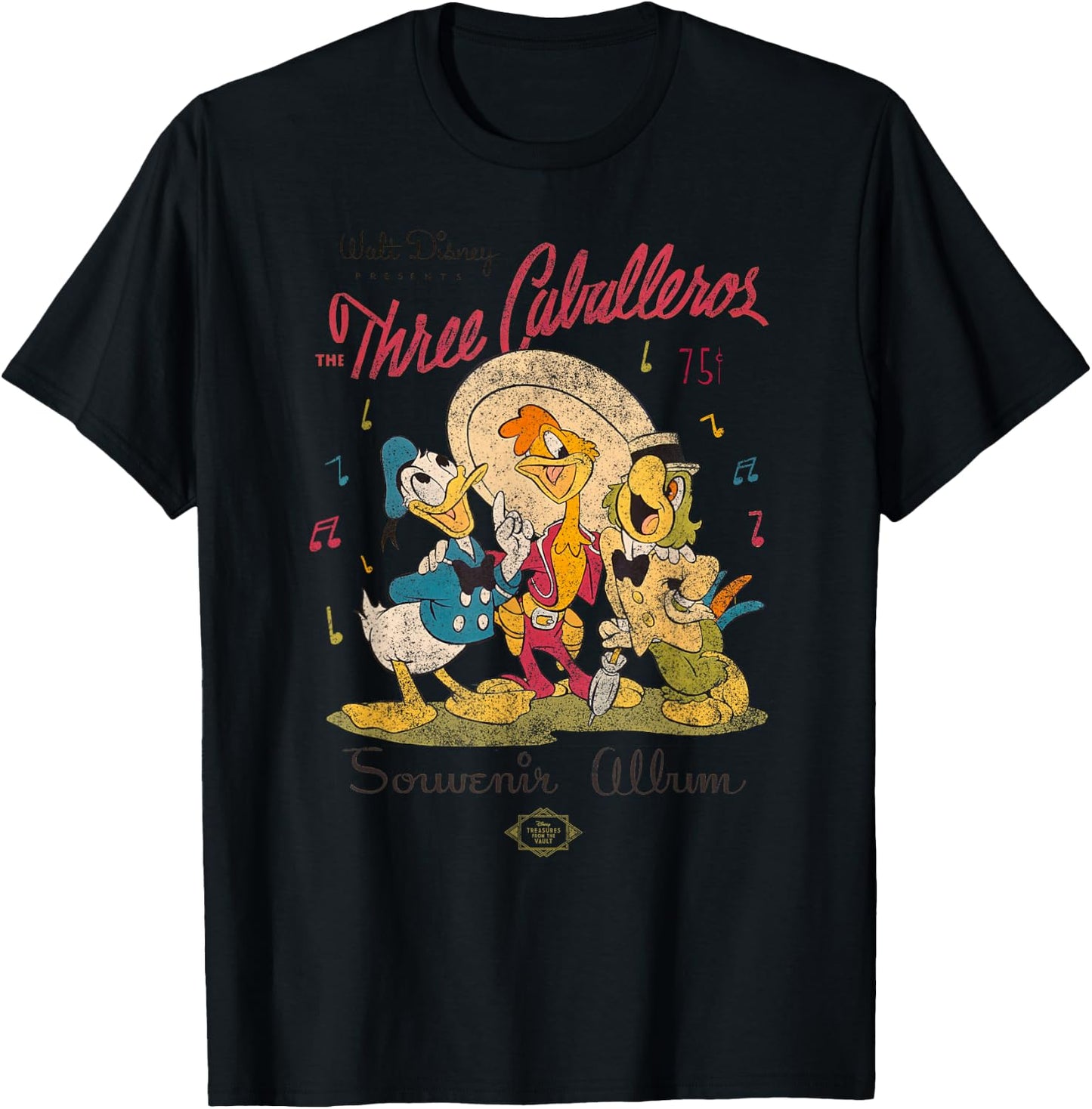 Disney The Three Caballeros Donald Duck Vintage Distressed Small T-Shirt - T-Shirt | Black